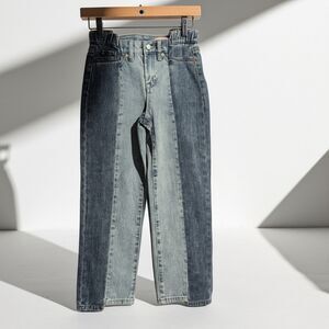 Kids Blank NYC Two Tone Patchwork Wide Leg Crop Size 8 Jean splicing